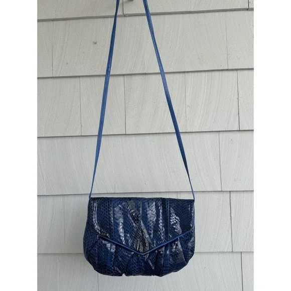 Vintage Letizia Blue‎ Snakeskin Shoulder Bag - Picture 2 of 7